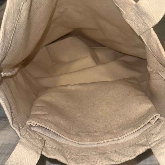 Beige Canvas Tote with Pigeon Print - Picture 4 of 5